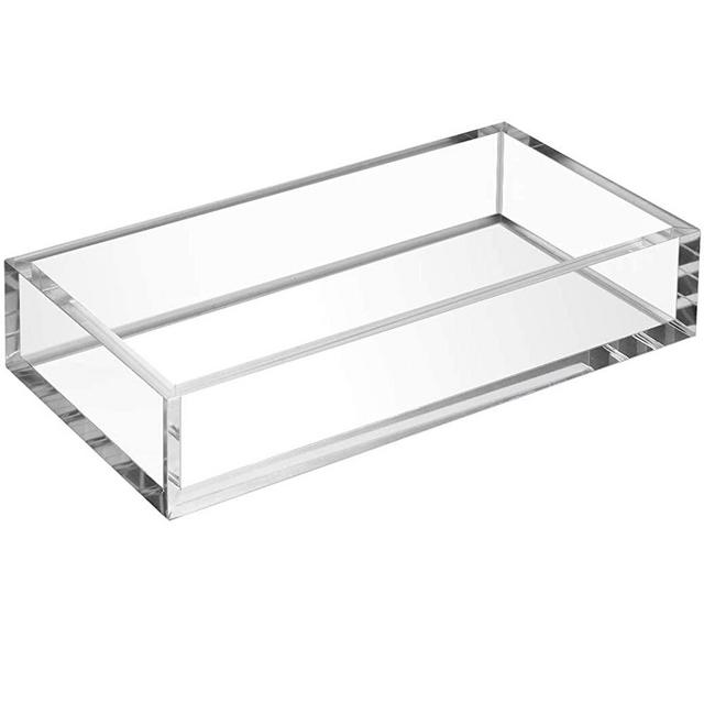 HIIMIEI Acrylic Napkin Holder Tray ,8mm Thick Acrylic Guest Towel Holder 8.5x4 inches, Crystal Clear Table Cocktail Napkin Holder for Bathroom,Restaurant,Office,Commercial,Kitchen,Party