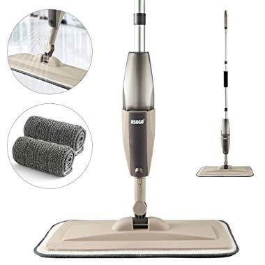 Spray Mop for Floor Cleaning, Floor Mop with a Refillable Spray Bottle and 2 Washable Pads, Flat Mop for Home Kitchen Hardwood Laminate Wood Ceramic Tiles Floor Cleaning (2 Pack Mop Pads)