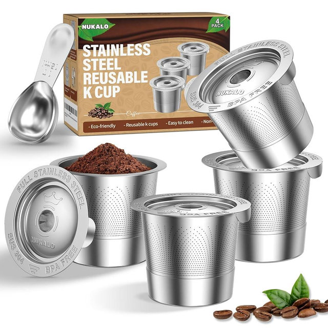 4-Pack Reusable K Cups for Keurig: Stainless Steel Reusable Coffee Pods for Keurig 1.0 - Eco-Friendly & Cost-Saving Coffee Filters for Daily Brewing - Easy to Fill & Clean