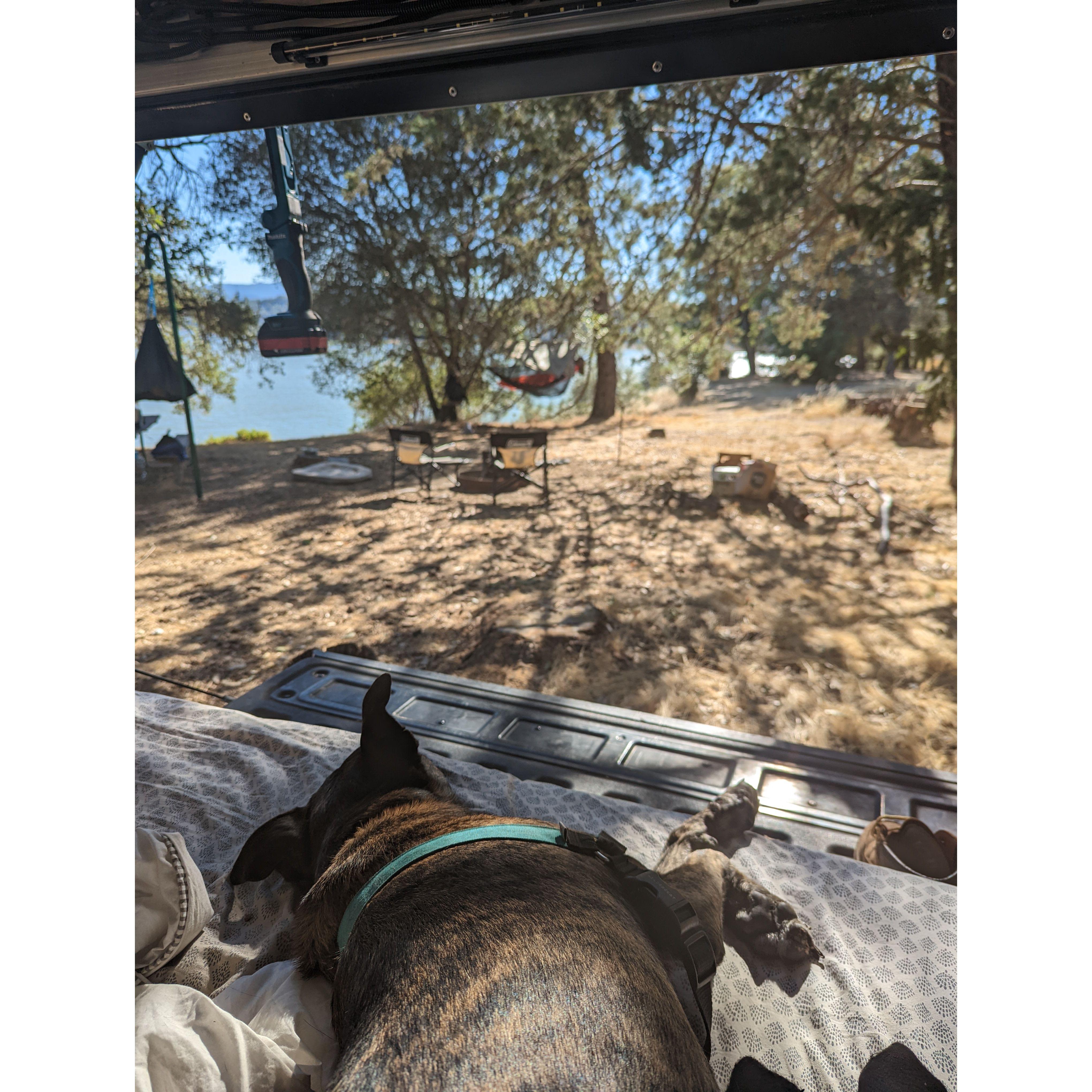 Camping at Lake Mendocino.