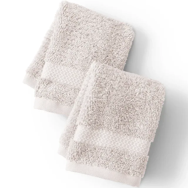 Lands' End Organic Cotton 2-Piece Washcloth Set - Washcloth Set - Ivory Latte