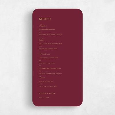 Purple Rounded Wedding Menu - Sambac