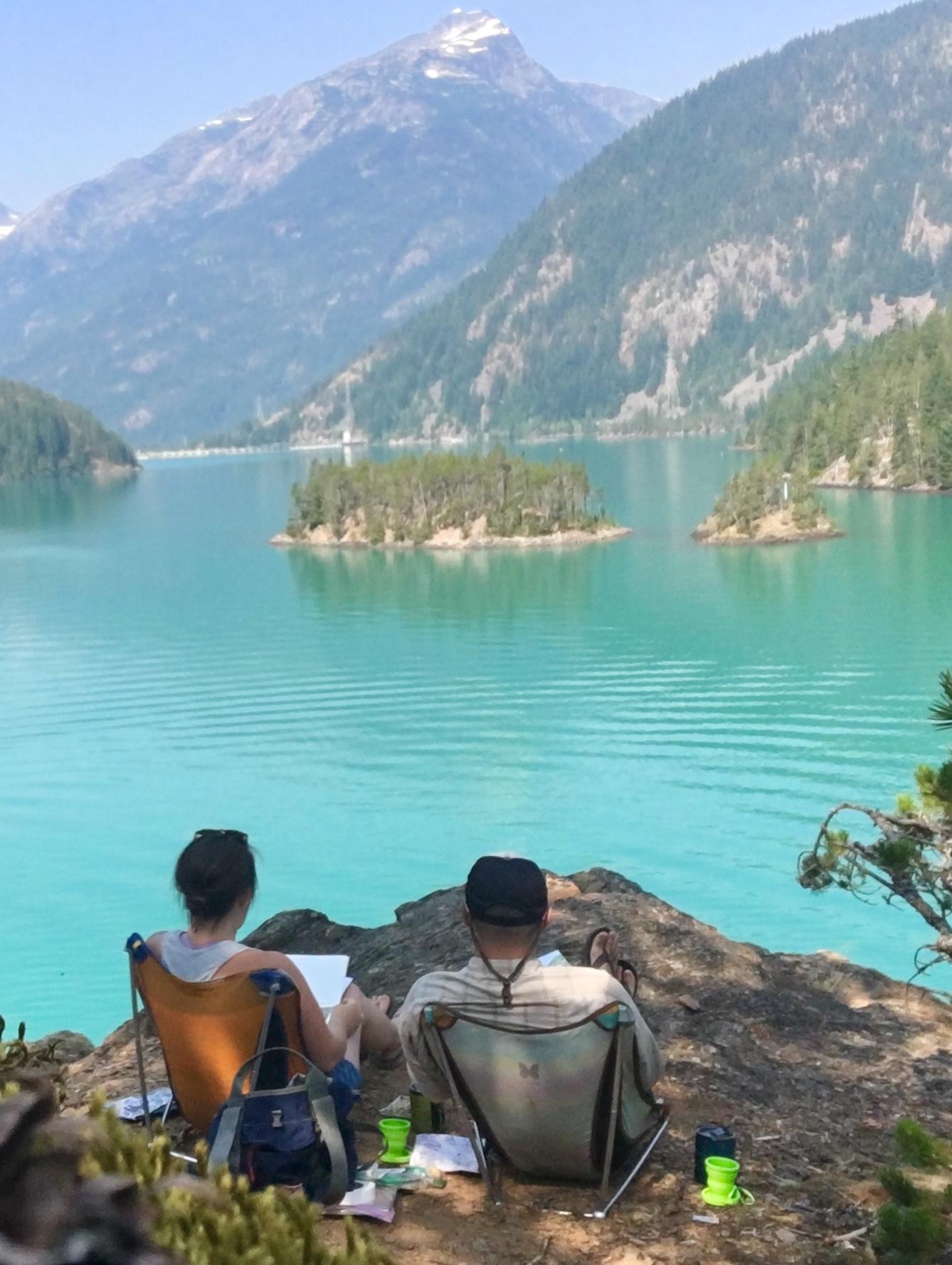 Plein-air painting at Diablo Lake WA