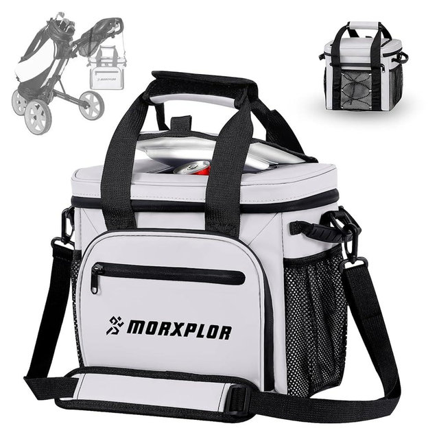 MORXPLOR Golf Cart Cooler with Top Magnetic Lid,12-Can Insulated Soft Cooler Bag,Golf Push Cart Accessories,Club Bag Accessories
