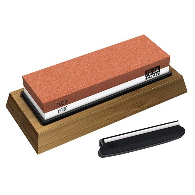 Sharpening Stone Whetstone Knife Sharpening Kit, SHAN ZU ​Premium 2 Side Whetstone 1000/6000 for Sharpening Knives, Wet Stone Sharpening Stone Knife Non-slip Base Angle Guide