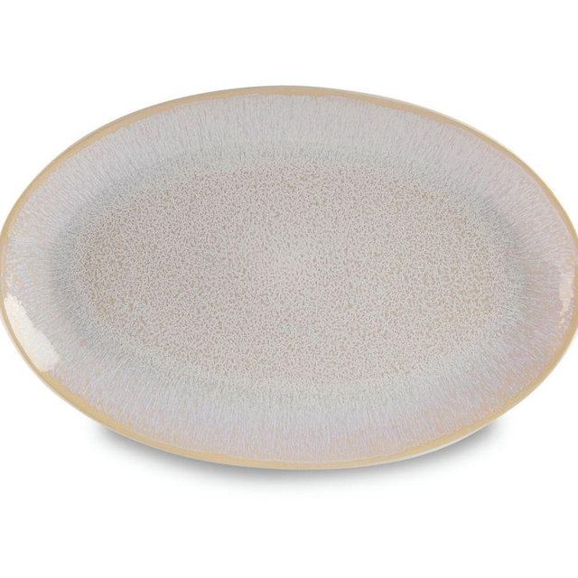Nico Reactive Glaze Stoneware Serving Tray, 8” - White
