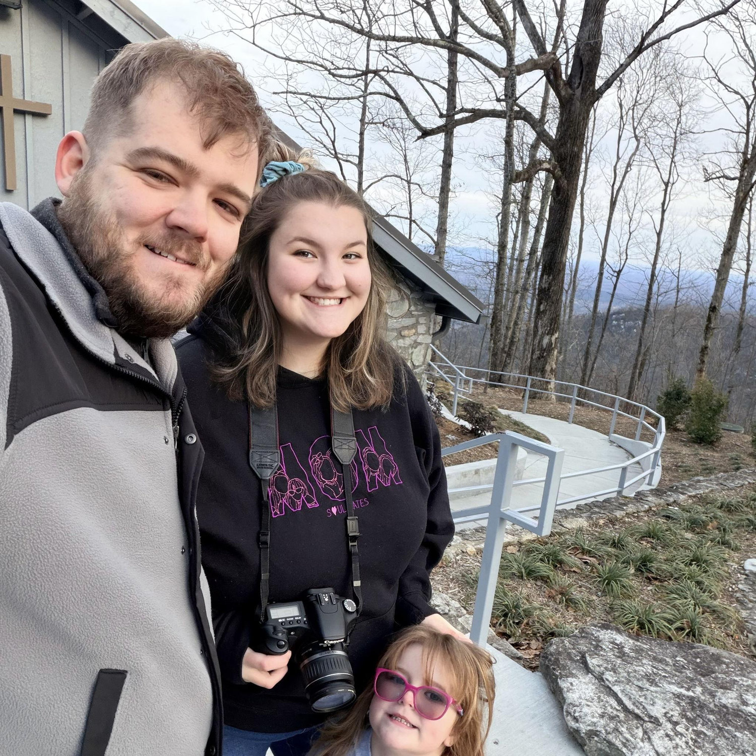 Family selfie of us at Pretty Place Chapel in SC