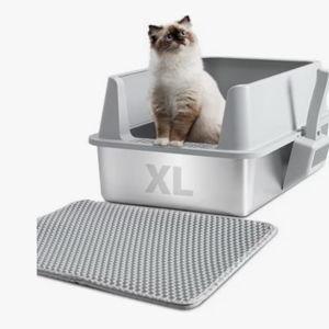 FUTAM Stainless Steel Cat Litter Box with Lid, X-Large: 23 x 14.6 x 10-in