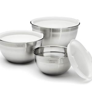 Cuisinart CTG-00-SMB Stainless Steel Mixing Bowls with Lids, Set of 3