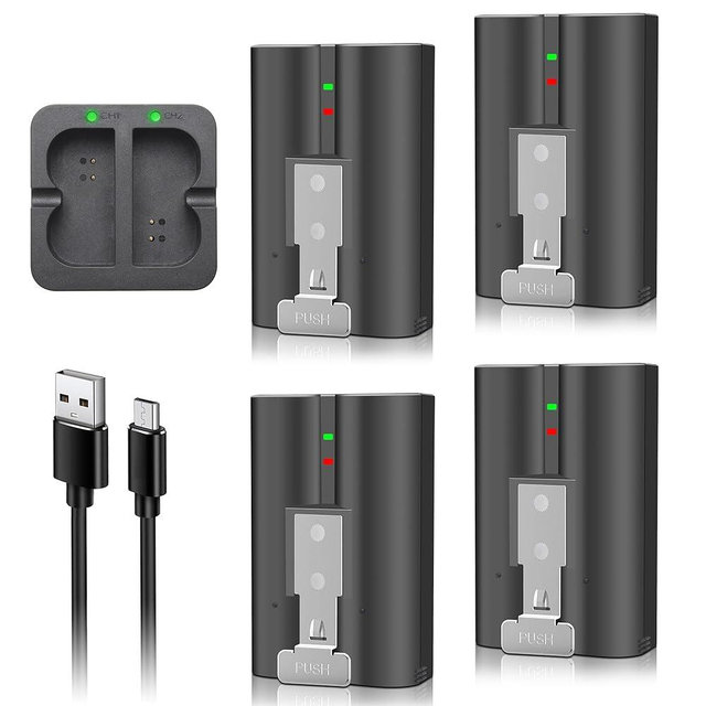 4-Pack V4 6040mAh Replacement Battery with Charger Station for Ring-Doorbell Camera 2/3/4, Spotlight Cam and Stick Up Cam (2nd & 3rd Gen), Peephole Camera, Indoor 3.65V