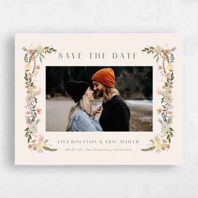 Linen, Beige Wedding Save the Date - Miele Photo