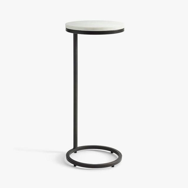 Delaney 10" Round Marble C-Table, Bronze