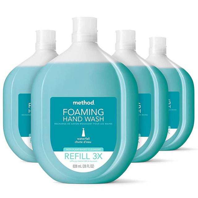 Method Foaming Hand Soap Refill, Waterfall, Recyclable Bottle, 28 oz, 4 pack