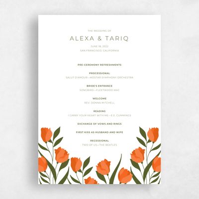 Orange Wedding Program - Crofton