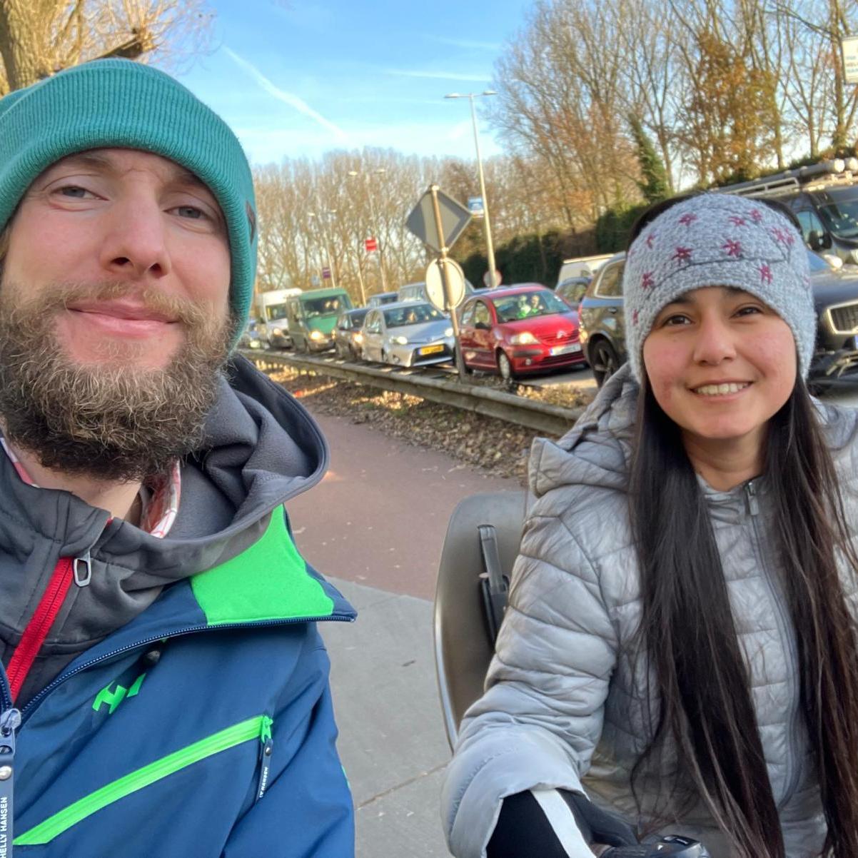 Riding bikes in Amsterdam