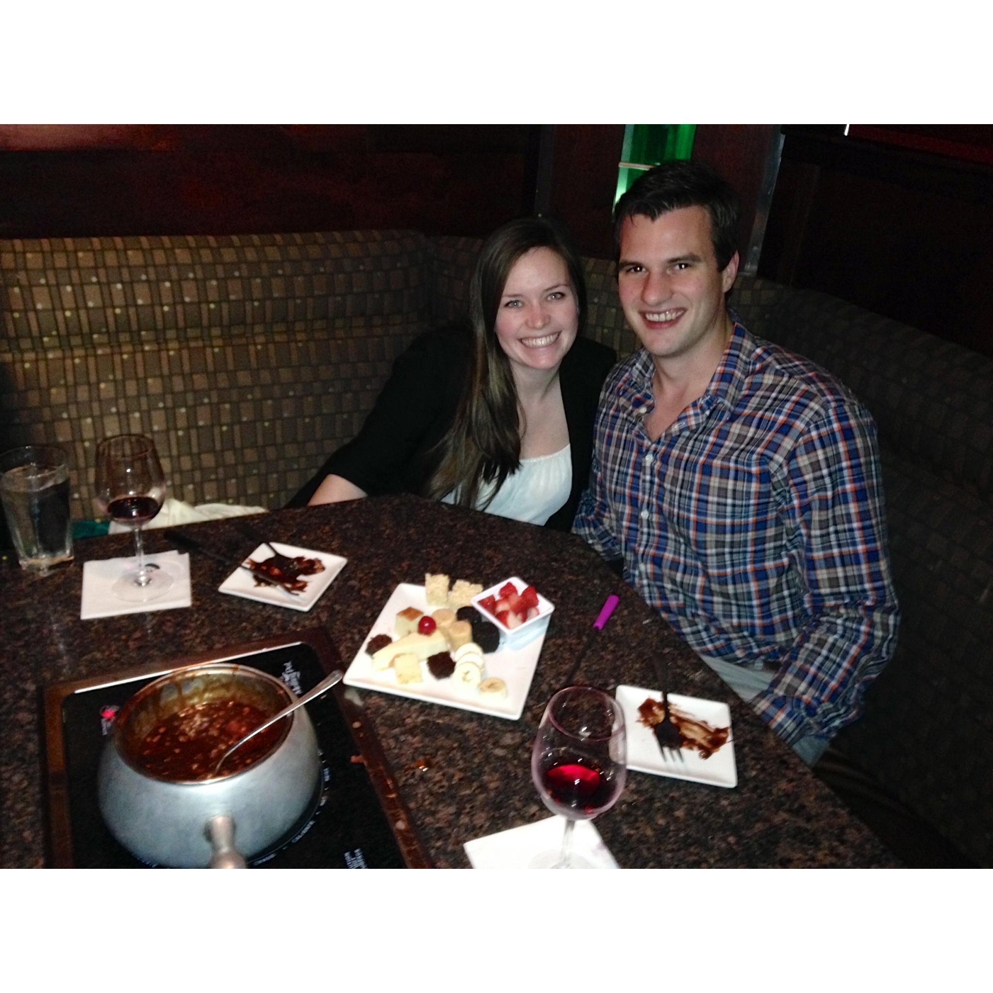 Fondue at the melting pot after Austin's roommate got an extra gift card there due to a computer glitch (score!) 10/2013<3