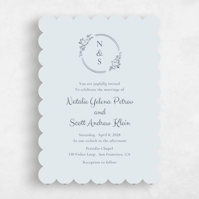 Blue Scalloped Wedding Invitation - Harper Classic