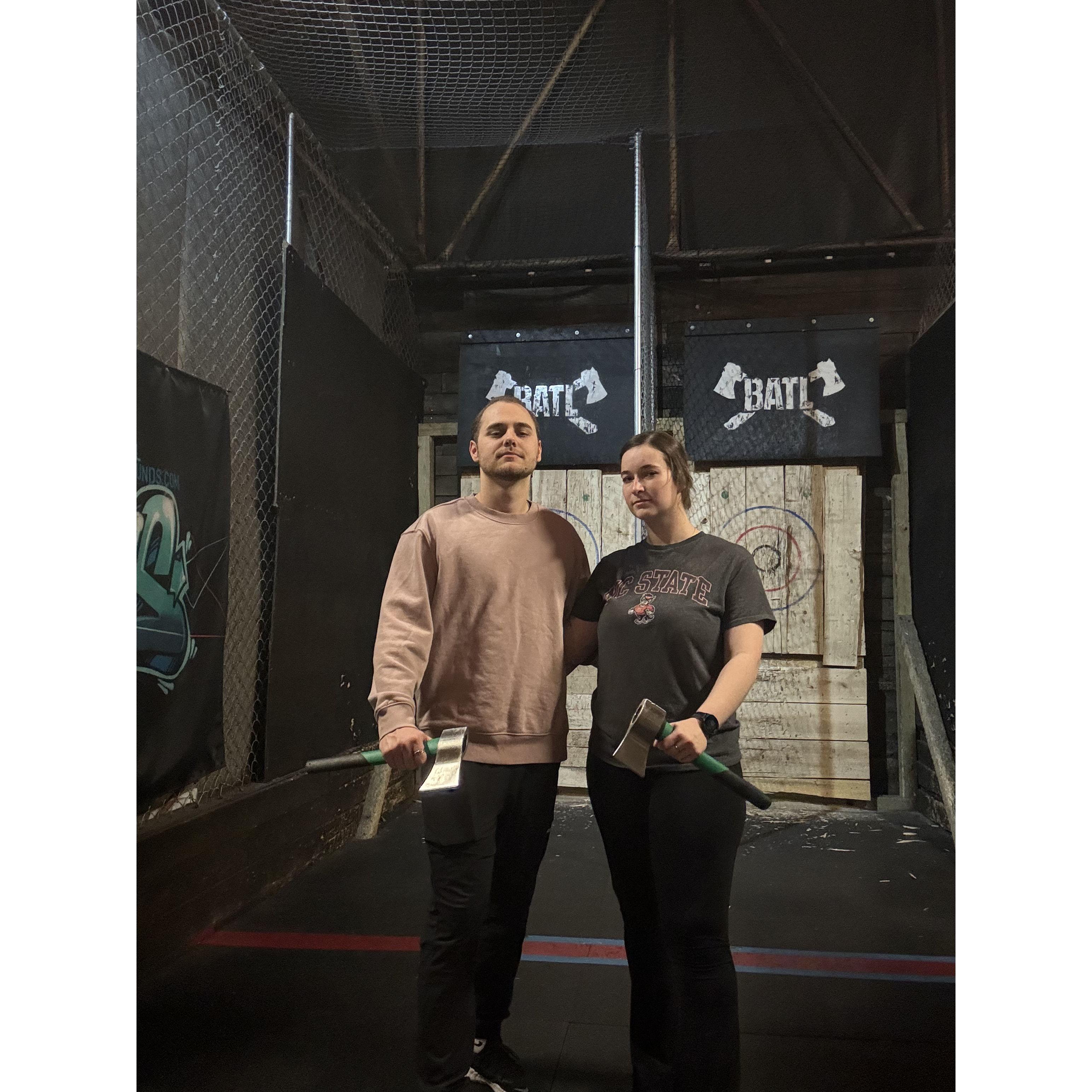 Axe throwing for Valentines Day!