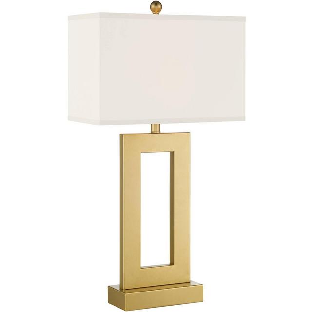 360 Lighting Marshall Modern Table Lamp 30" Tall Gold Open Base Oatmeal Rectangular Shade for Bedroom Living Room Bedside Nightstand Office House Home