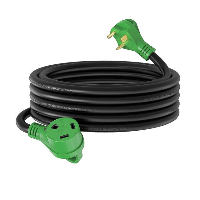 RVGUARD 30 Amp 50 Foot RV Extension Cord, Heavy Duty 10/3 Gauge STW Cord with LED Power Indicator and Cord Organizer, TT-30P/R Standard Plug, Green, ETL Listed