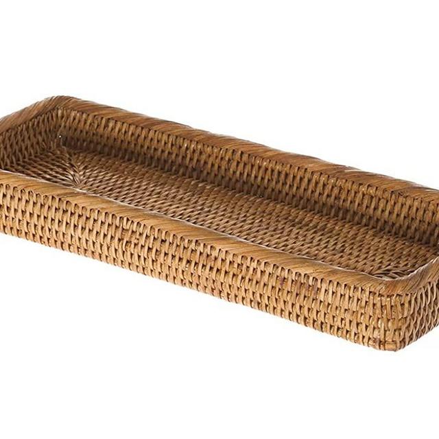 KOUBOO 1030049 La Jolla Elongated Rattan Vanity Tray, 16.25" x 6" x 2", Honey-Brown