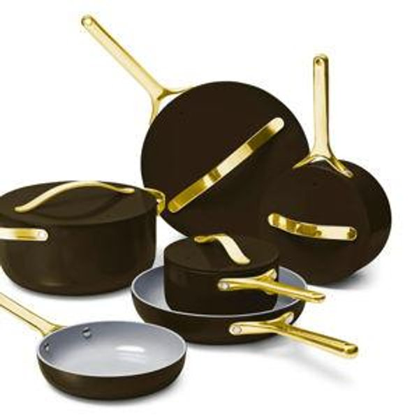 Caraway Deluxe Non-stick Ceramic Cookware Set (16 Piece) Pots, Frying Pans, Lids and Kitchen Storage - PFAS & PFOA Free - Oven Safe Pan Set & Compatible with All Stovetops - Black