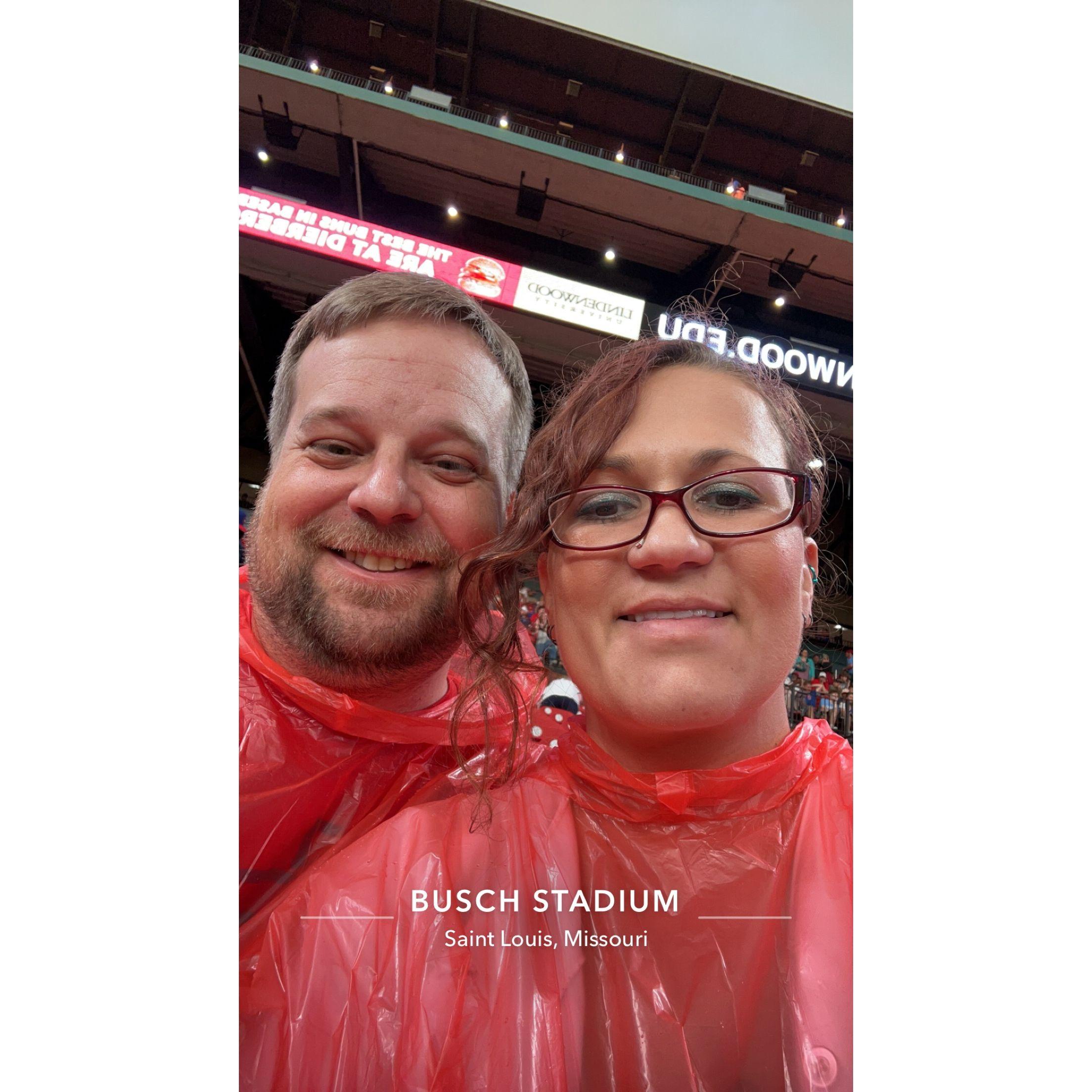 Cardinals Game in the rain!  It was sooo cold!