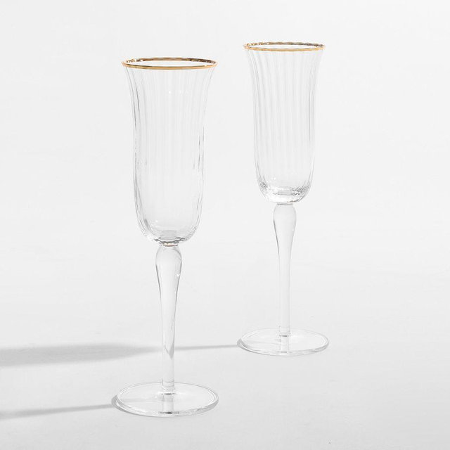 Monique Lhuillier Tatum Champagne Flutes, Set of 2 - Gold