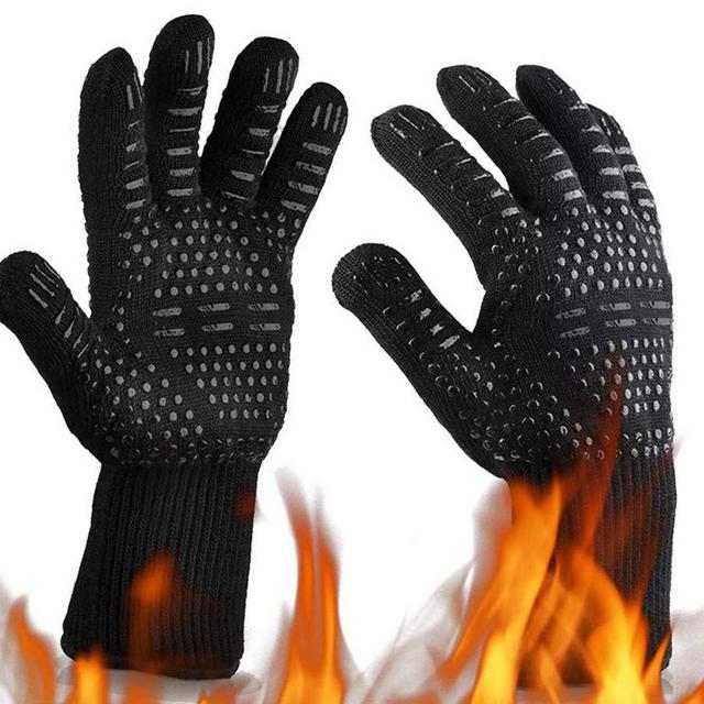 MOAMI Oven Gloves 932°F Heat Resistant BBQ Gloves Oven Mitts-Cut Resistant Cooking Gloves, Non-Slip Silicone Grill Glovess for BBQ, Grill, Baking, Welding