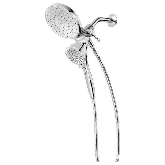 Attract with Magnetix 6-spray 6.75 in. Dual Shower Head and Adjustable Handheld in Chrome