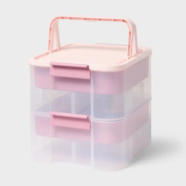 Building Brick Play Latching Stacking Storage Pink - Brightroom™