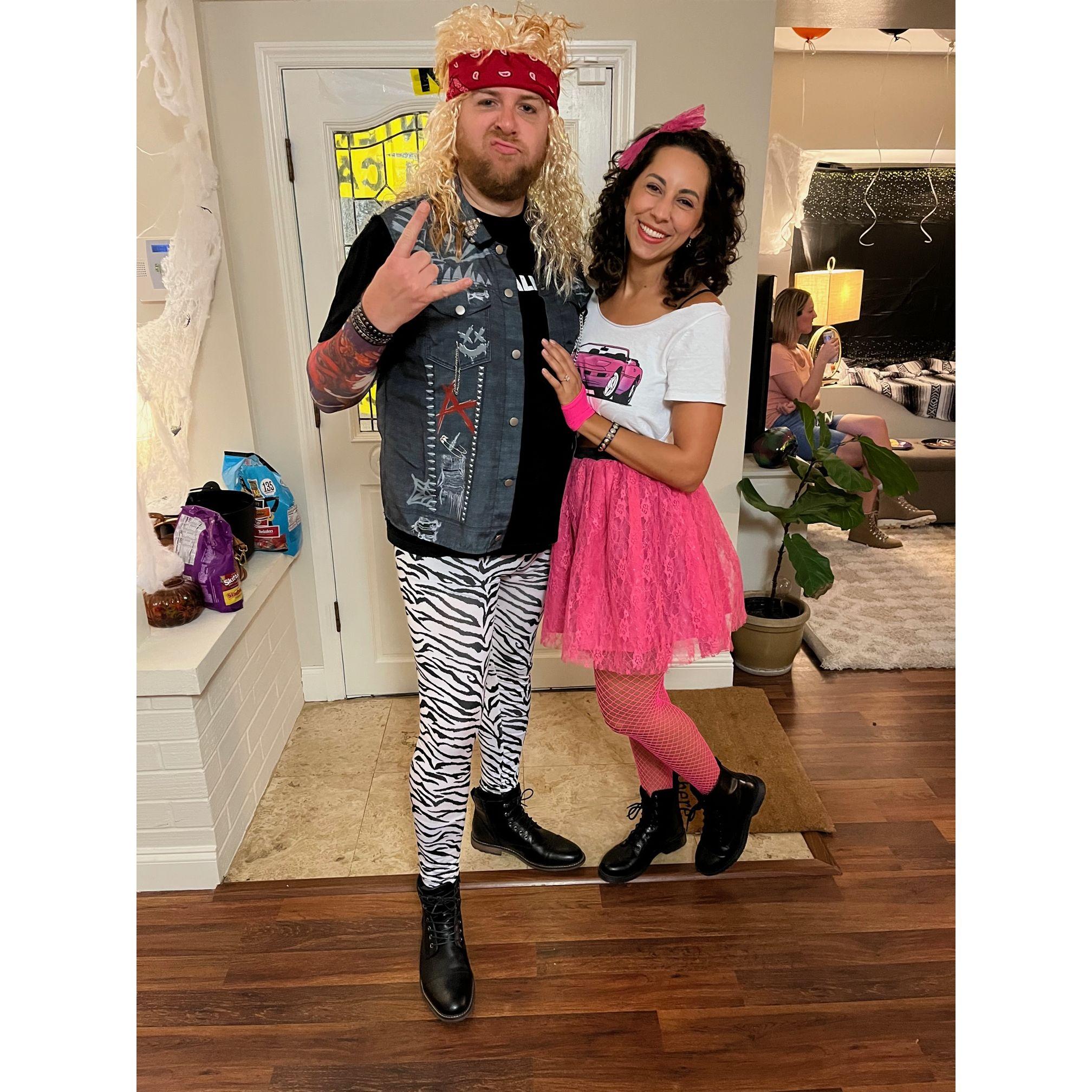 80's hair band front man and his groupie. Kate's Halloween party 2023.