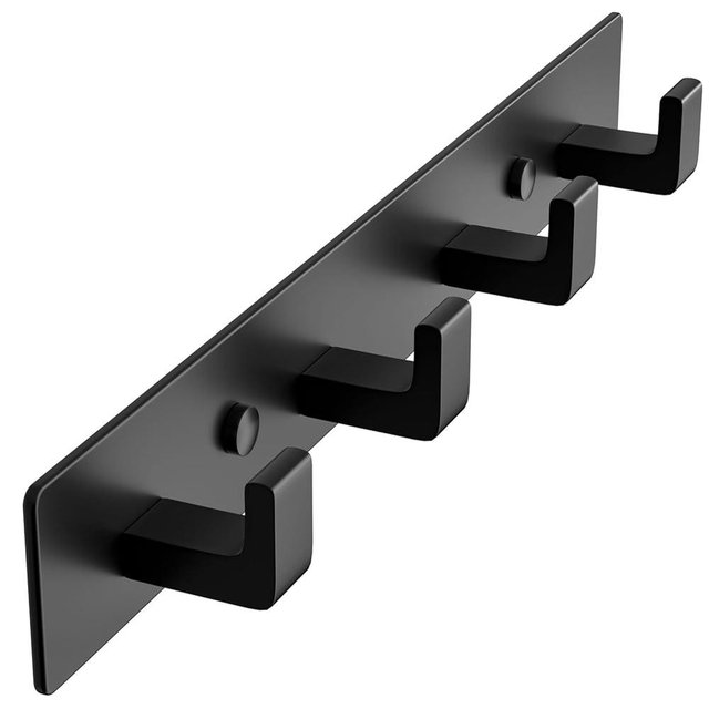 GWAAZXGZ Black Coat Rack Wall Mount - 12.5 inch Modern Metal Hook Rail with 4 Right-Angle Hooks, Drill-Mounted Organizer for Coats, Hats, Bags in Entryway, Bathroom, Bedroom (1 Pack)