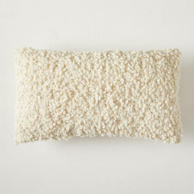 Allover Looped Pillow Cover, 12"x21", White