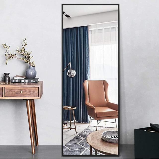 MIRUO Full Length Mirror, 59" x 20", Standing Hanging or Leaning Against Wall Floor Mirrors Body Dressing Wall-Mounted for Living Room, Bedroom with Aluminum Alloy Thin Frame, Black.
