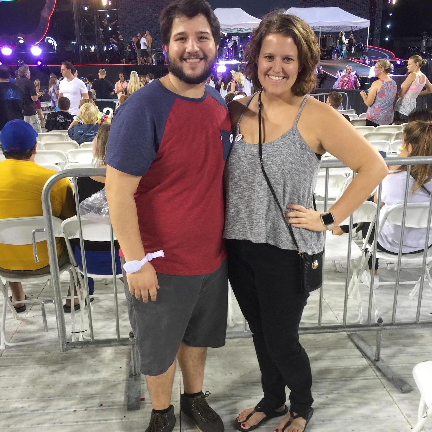 Michael surprised Katherine with tickets to see Coldplay!!! After their flights were cancelled at the last minute, they hopped in the car and drove 13 hours through the night to Chicago!