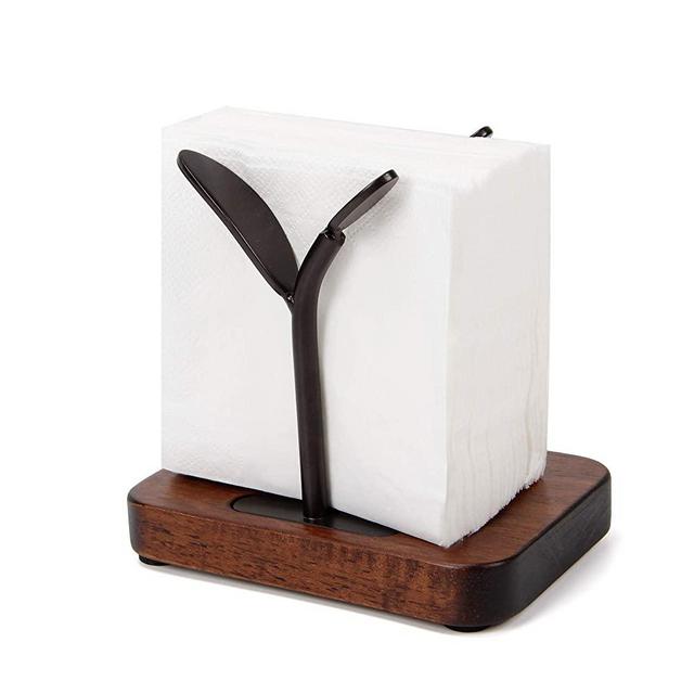 HoroM Modern Wooden Napkin Holder - Freestanding Tissue Dispenser for Kitchen Tables and Countertops, Easy Assembly