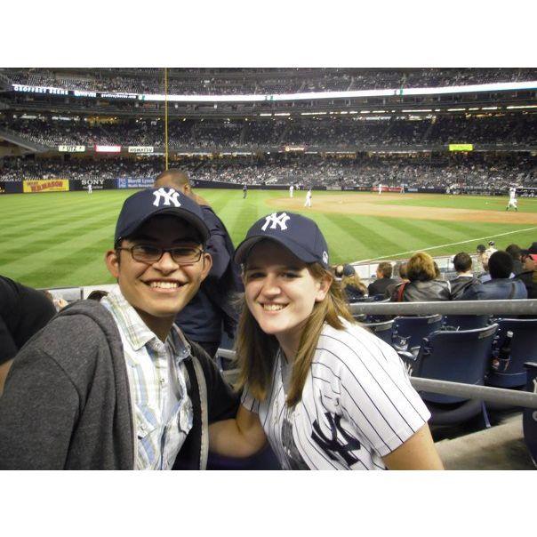 While Mike is a huge Mets fan, I've managed to get him to wear Yankees gear on occasion. No photographic proof exists that I've ever worn Mets gear.