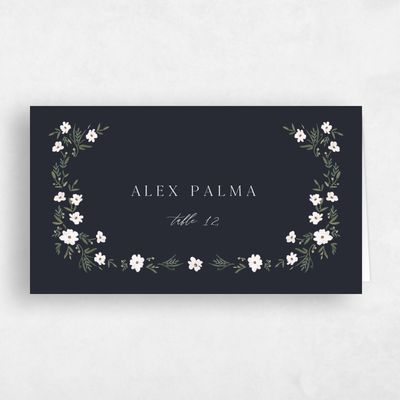 Ebony, Black Wedding Place Card - Lenora