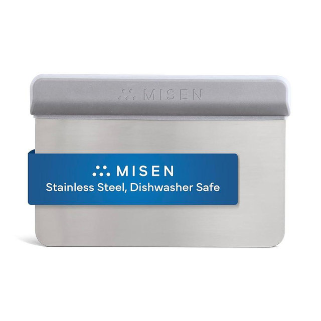 Misen Stainless Steel Bench Scraper - Versatile Food Scraper with Walnut Handle - Ideal for Kitchen, Pastry & Dough - Durable Cutting Board Scraper Tool - Effortless Transfer into Pots & Pans - Gray