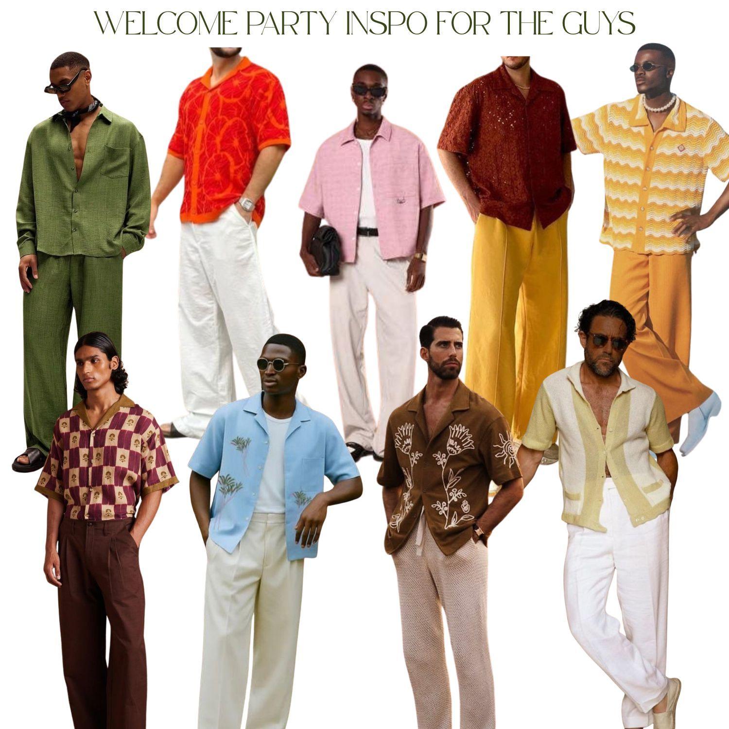 Beachy Cocktail - Bright colored shirts, pants, and patterns. No jackets needed