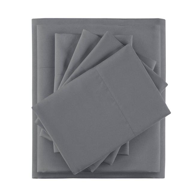 Twin 4pc Microfiber Sheet Set with Side Storage Pockets Charcoal