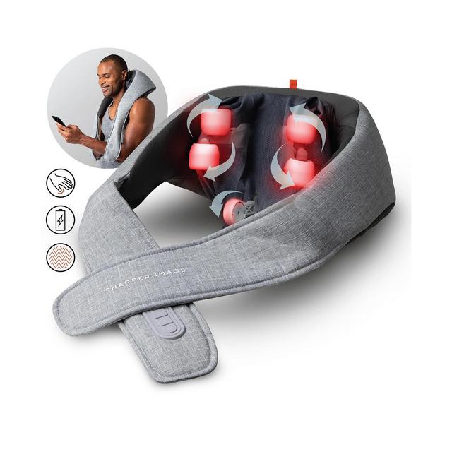 Sharper Image Realtouch Shiatsu Massager, Warming Heat Soothes Sore Muscles, Nodes Feel Like Real Hands, Wireless & Rechargeable