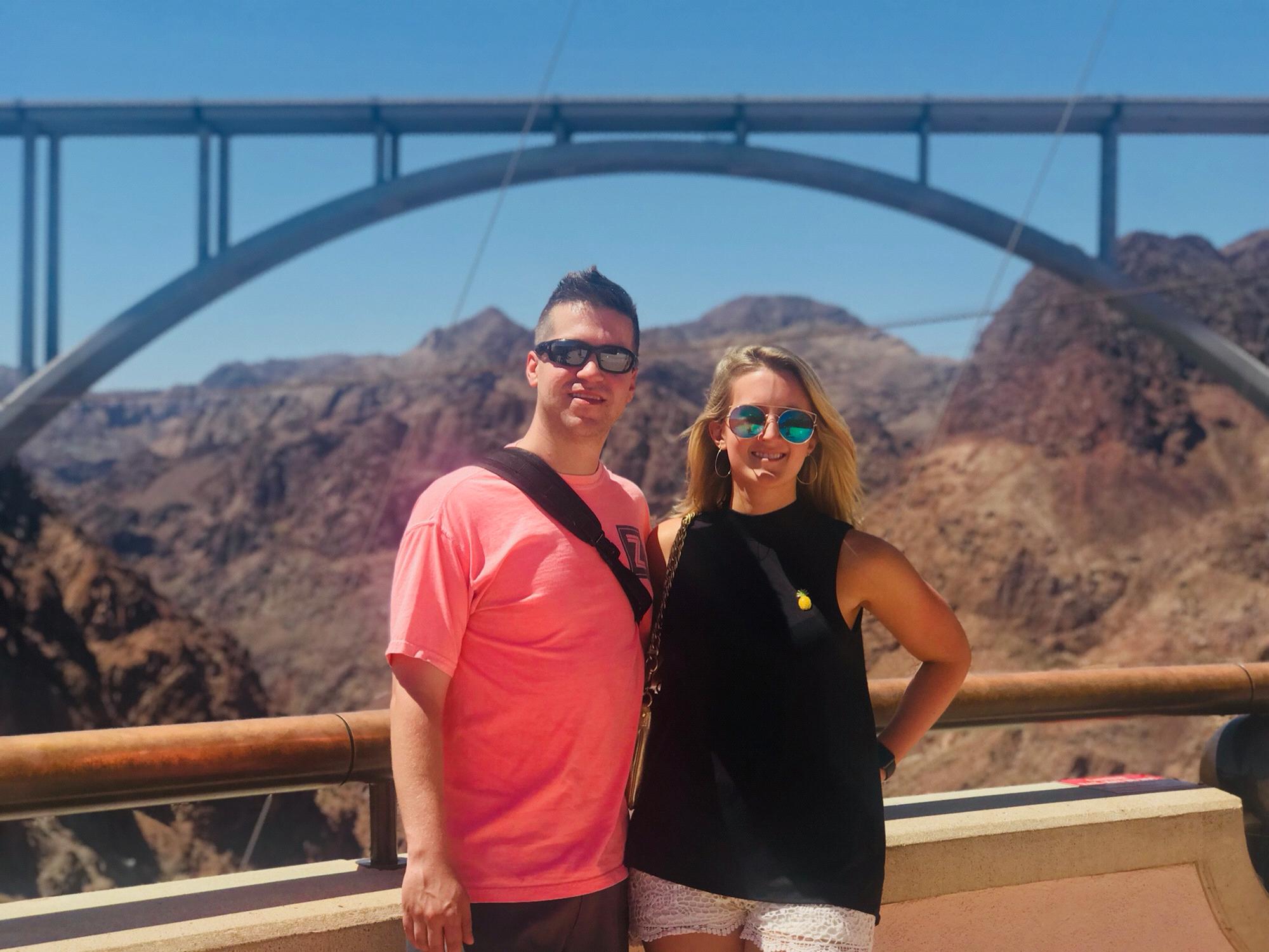 Our trip to Las Vegas, here we are on a Hoover Dam tour. Fun fact even though Jordan is a pilot, he is terrified of heights.