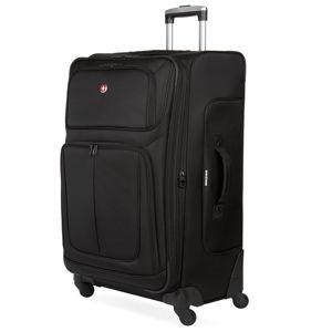 SwissGear Sion Softside Expandable Luggage – Large Checked Suitcase with 360 Degree Wheels & Retractable Handle – 29 Inch, Perfect for 7-9 Night Trips – Black