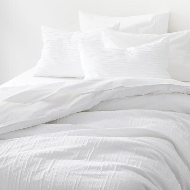 Belamy King White Pleated Duvet Cover