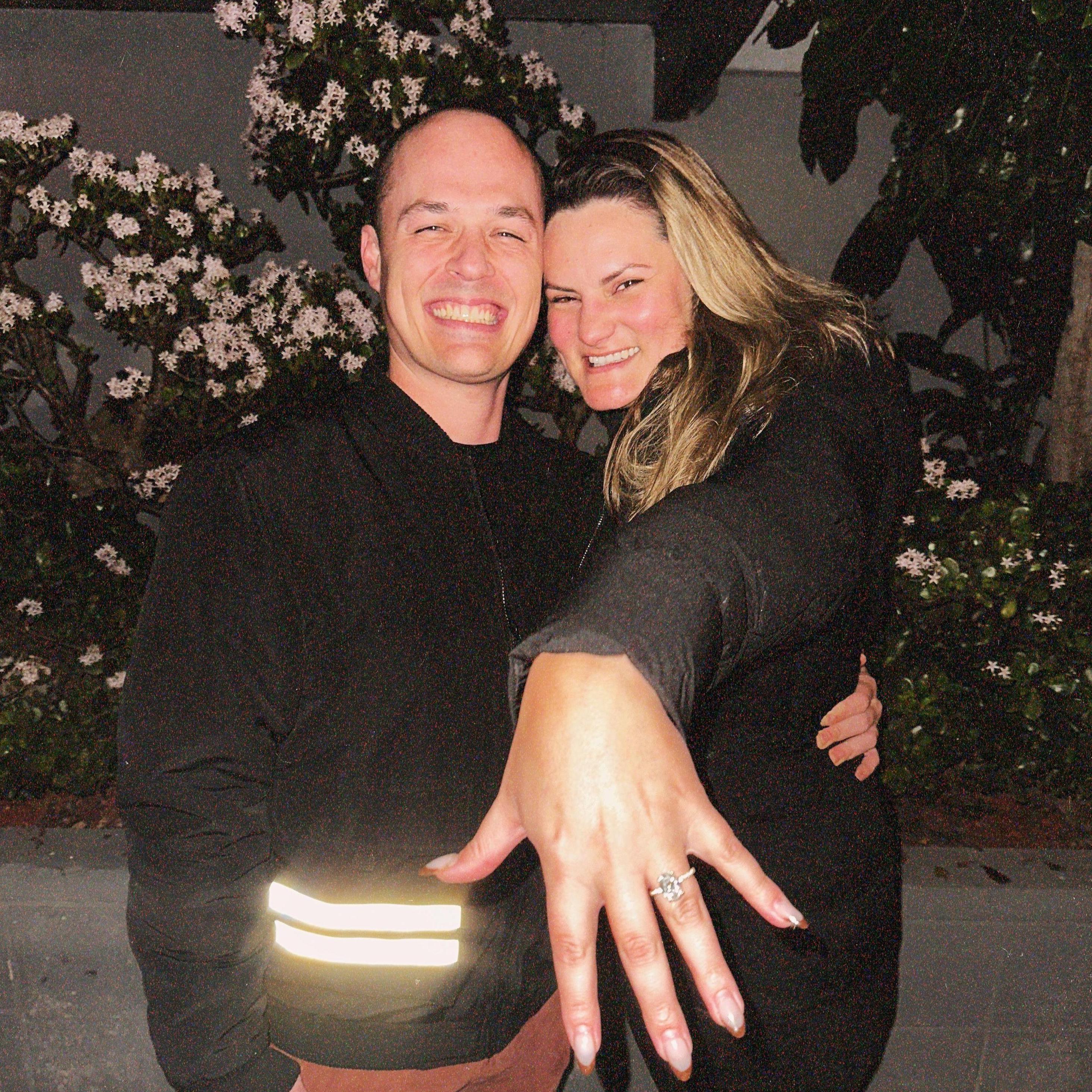 The night we got engaged! One of our best friends Talia was there to snap the pic! Talia was also one of the people who helped Jim and Heather meet!