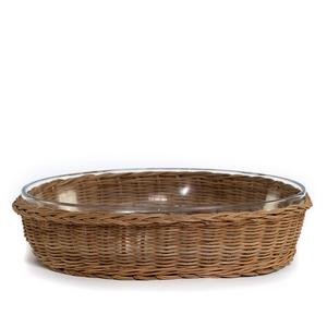 Oval Natural Rattan Glass Dish