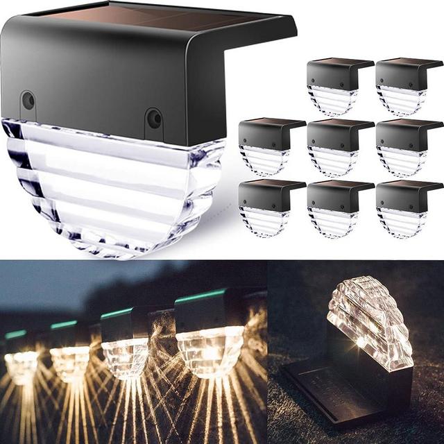 TIJNN Solar Deck Lights, Outdoor Lighting Backyard Decor Outside Step Lights Garden Post Fence - 8 Pack