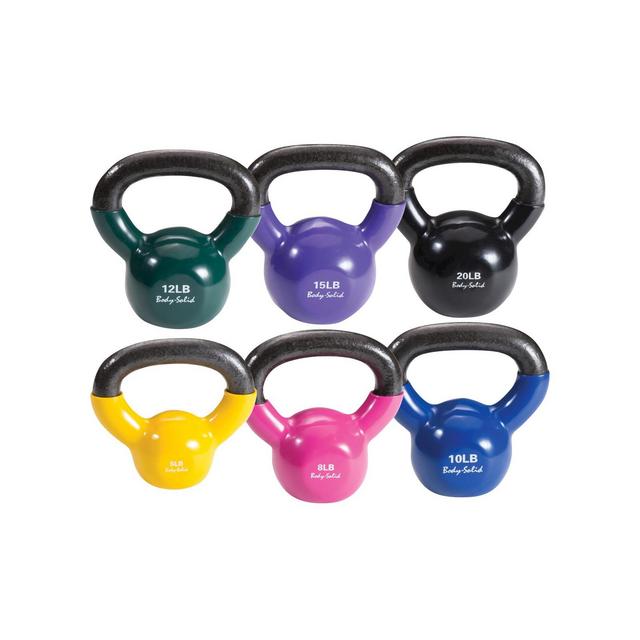 Body Solid Vinyl Coated Colored Kettlebells 5 - 20LBS - 5, 8, 10, 12, 15, 20LB